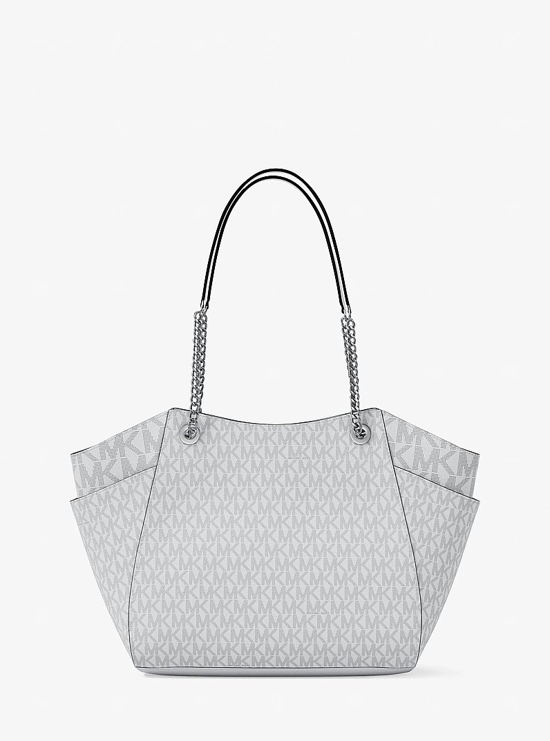 Jet Set Large Signature Logo Shoulder Bag in OPTIC WHITE | Michael Kors