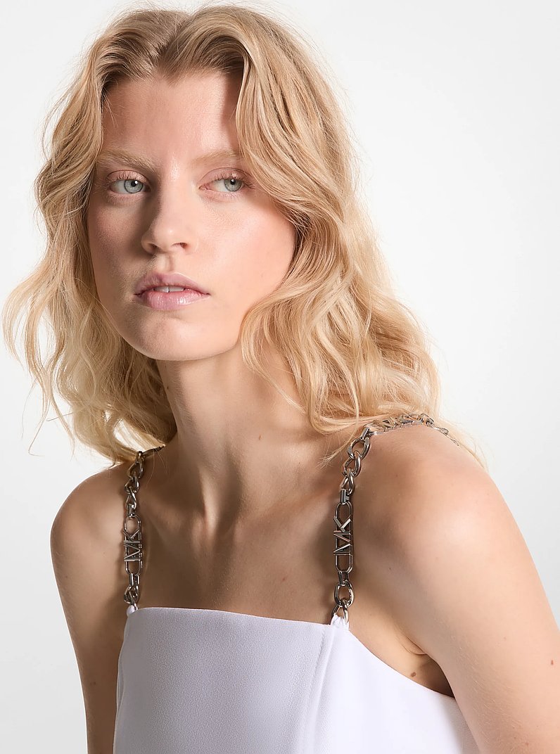 Stretch Crepe Belted Mini Dress in WHITE | Michael Kors