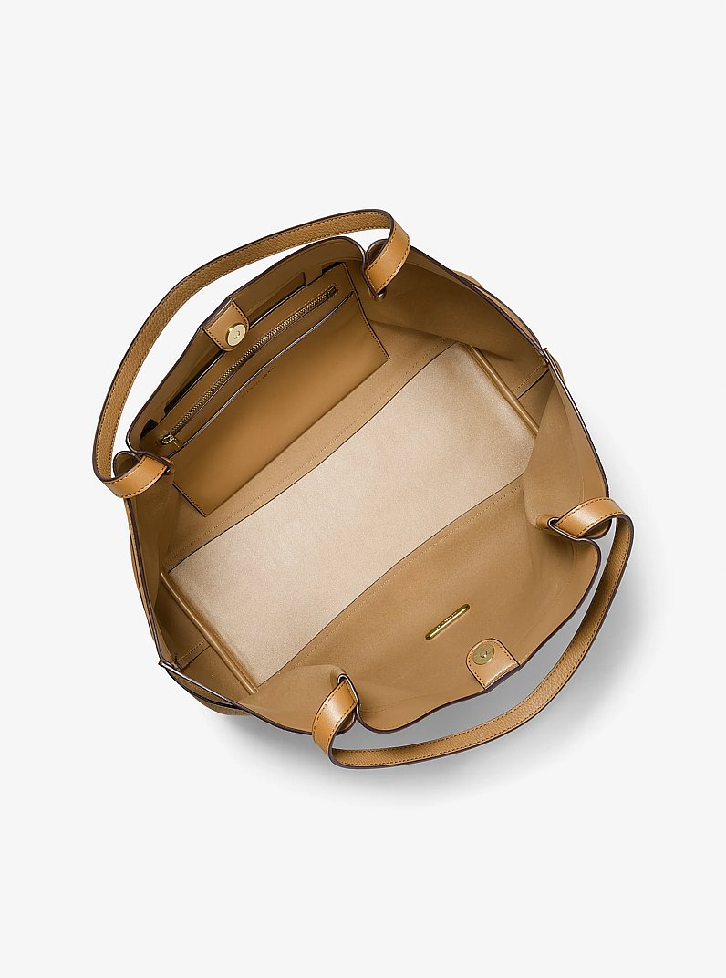 Nolita Large Pebbled Leather Tote Bag in BURNT KHAKI | Michael Kors
