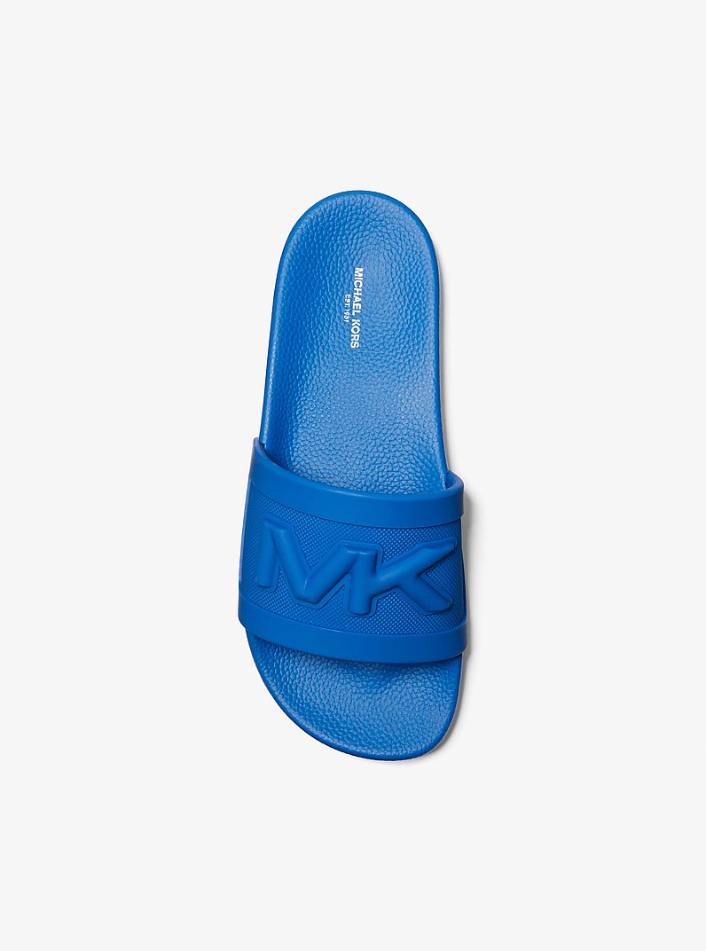 Jake Logo Embossed Rubber Slide Sandal in GRECIAN BLUE | Michael Kors