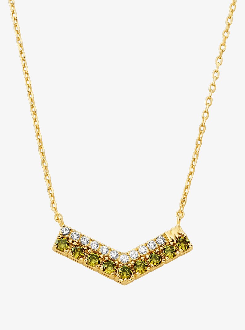 Collar con dise&ntilde;o chevron de dos tonos con incrustaciones in DORADO/PERIDOTO | Michael Kors