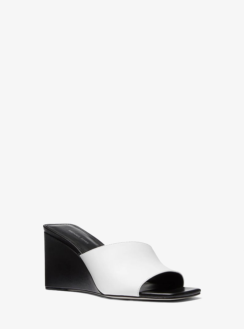 Merriam Leather Wedge Sandal in OPTIC WHITE | Michael Kors