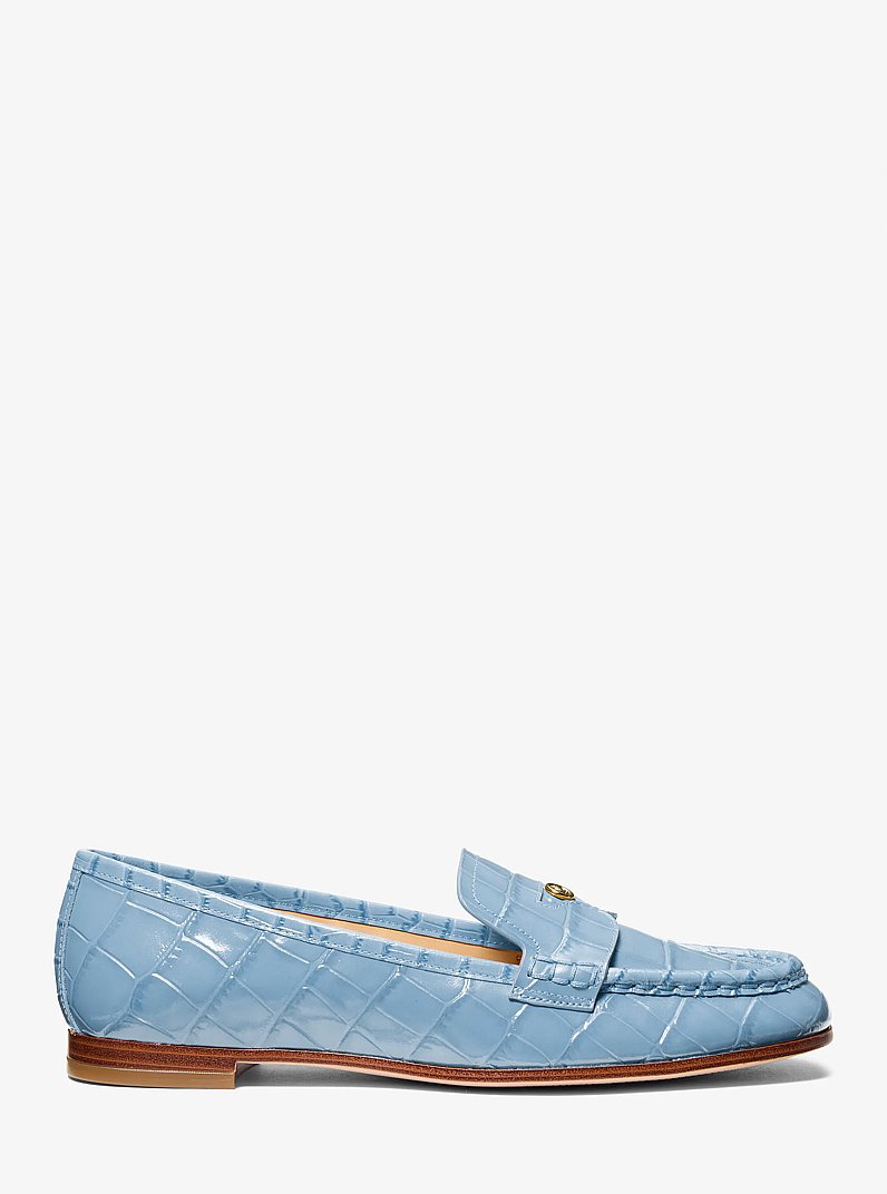 Jennings Crocodile Embossed Leather Loafer in CHAMBRAY | Michael Kors