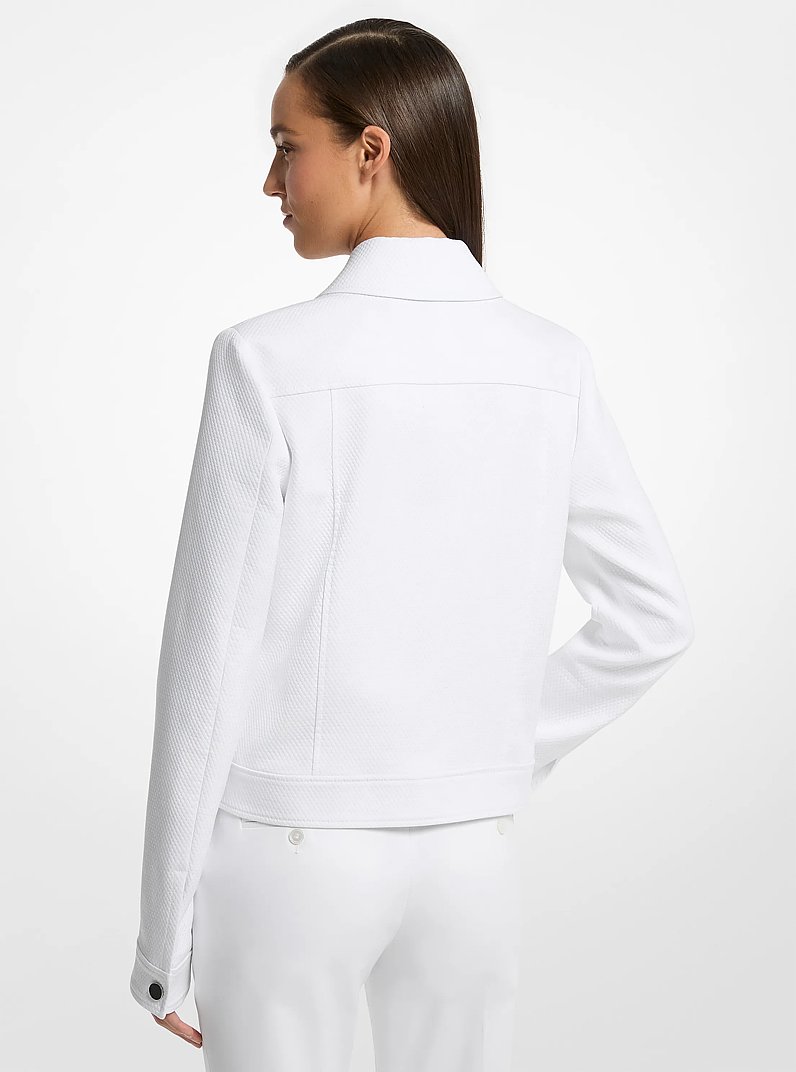 Chaqueta de piqu&eacute; de seda y algod&oacute;n in BLANCO INTENSO | Michael Kors