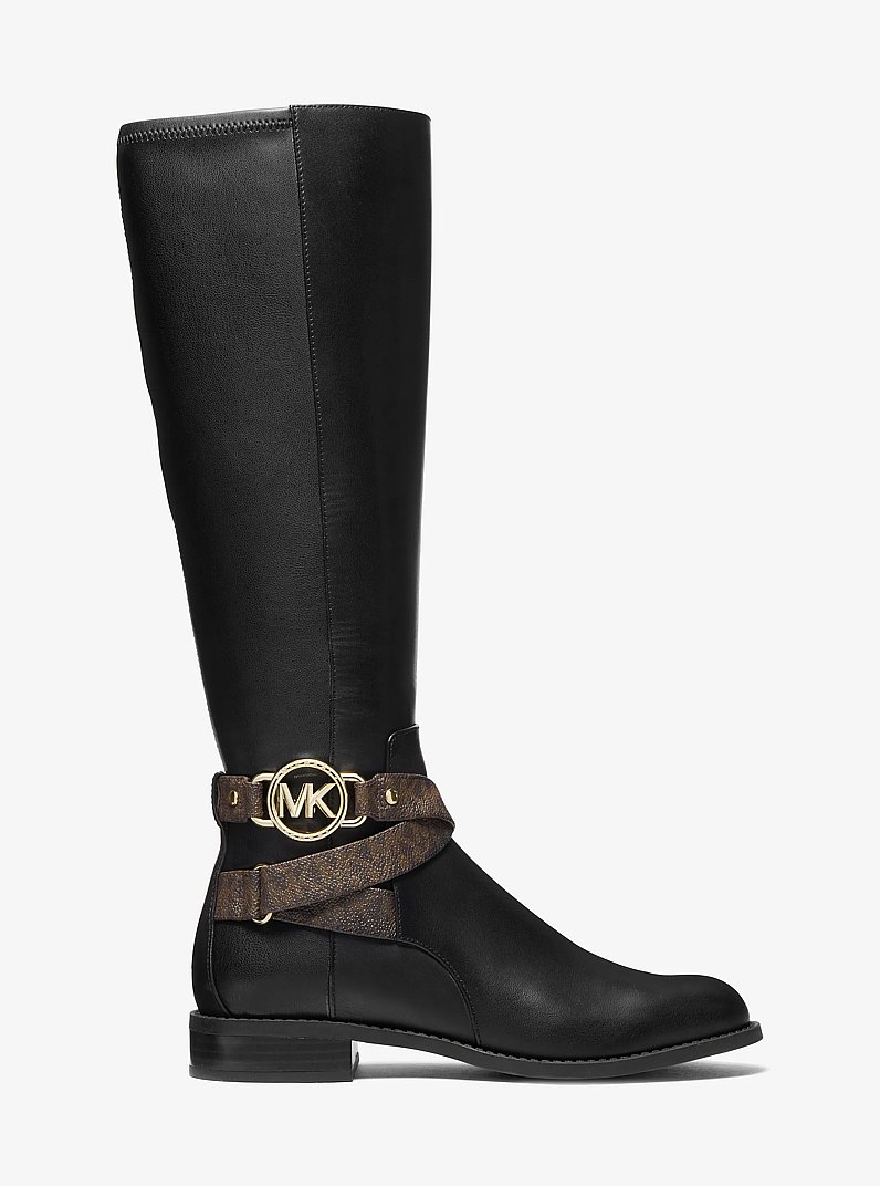 Rory Leather and Logo Boot in BLK/BROWN | Michael Kors