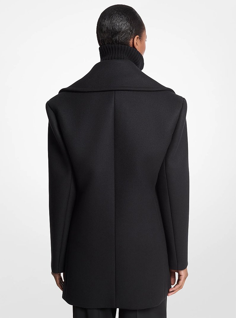 Wool Melton Officer Peacoat in BLACK | Michael Kors