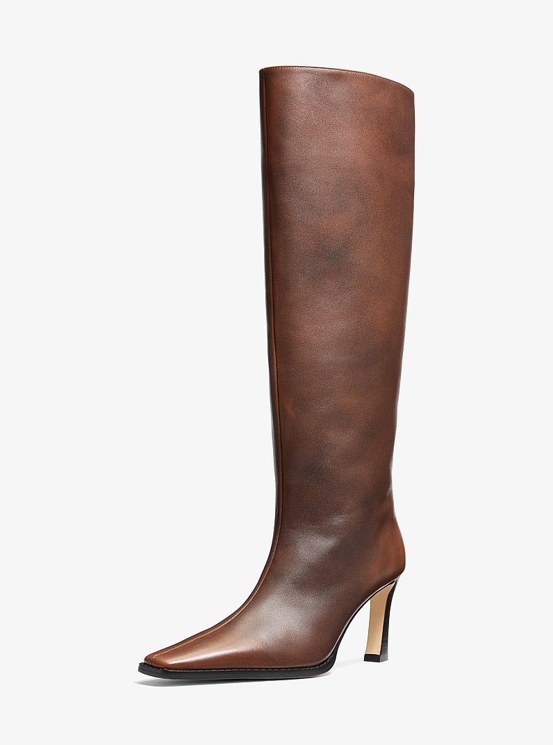 Darrah Burnished Leather Boot in LUGGAGE | Michael Kors