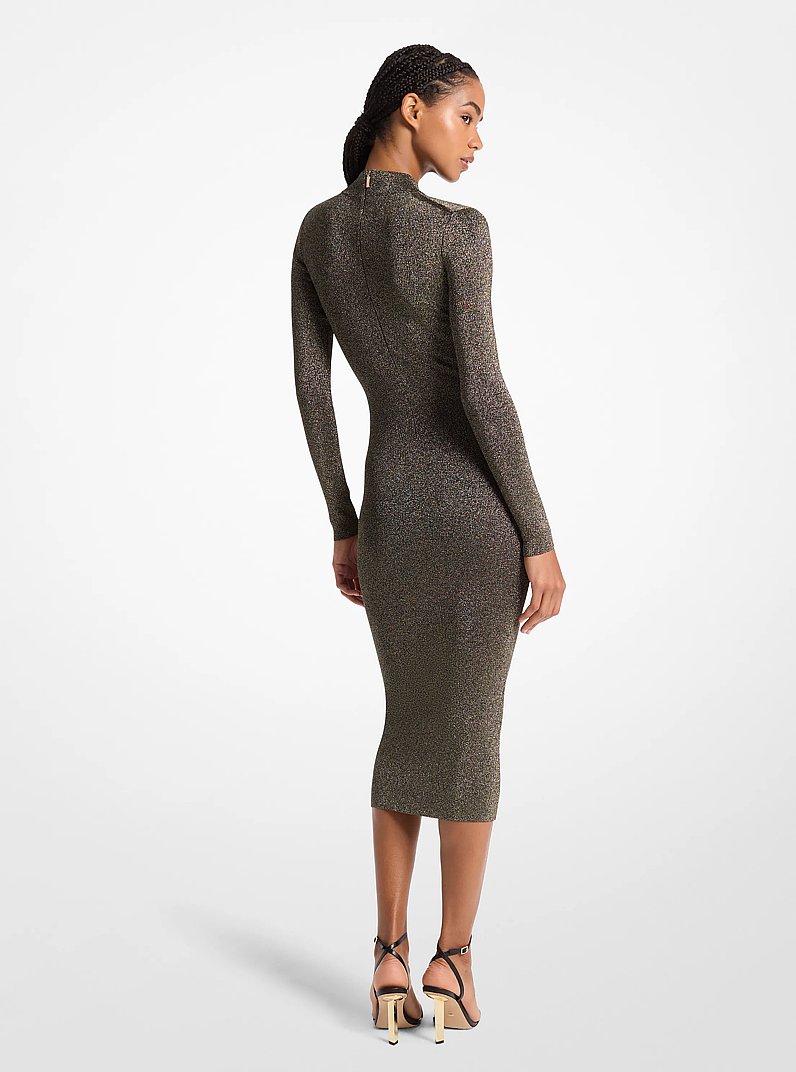 Metallic Knit Mock Neck Dress