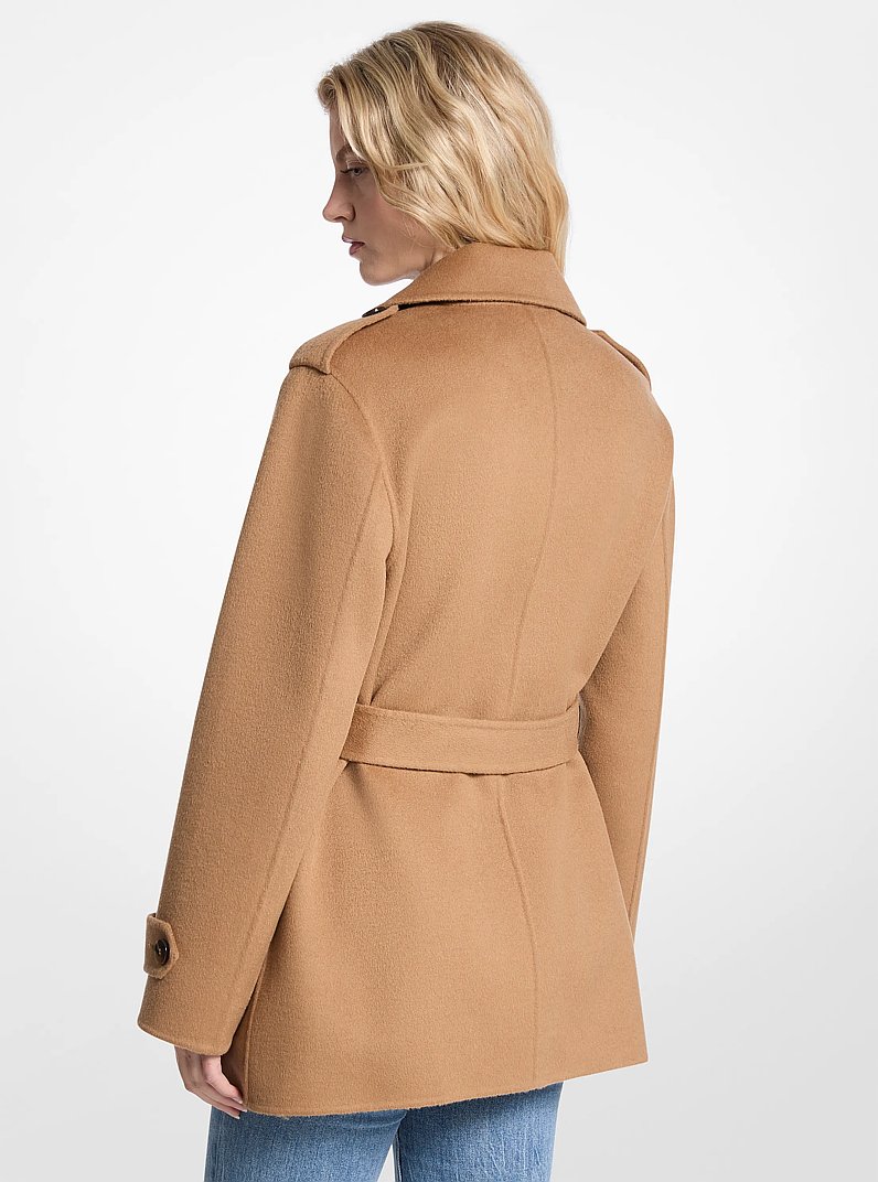 Manteau cache-c&oelig;ur ceintur&eacute; en m&eacute;lange de laine in POIL DE CHAMEAU FONC&Eacute; | Michael Kors