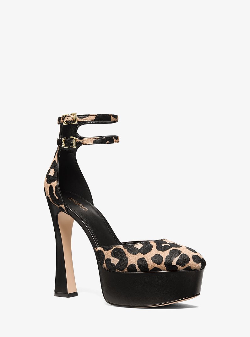 Martina Leopard Print Calf Hair Platform Pump in BLACK COMBO | Michael Kors