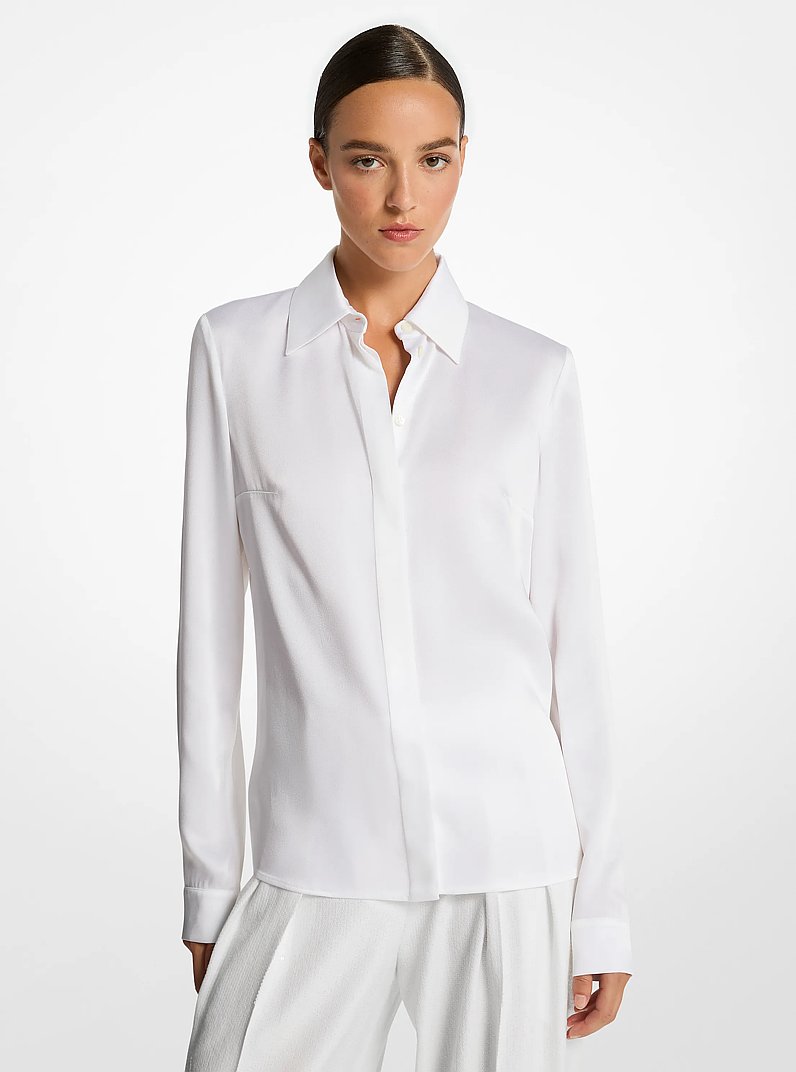 Camisa Hansen de charmeuse in BLANCO INTENSO | Michael Kors