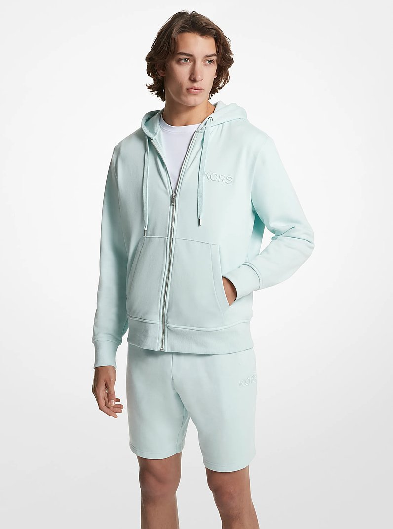 Embroidered Logo Cotton Terry Zip-Up Hoodie