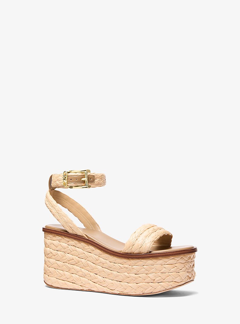 Sandra Straw Platform Sandal in NATURAL | Michael Kors
