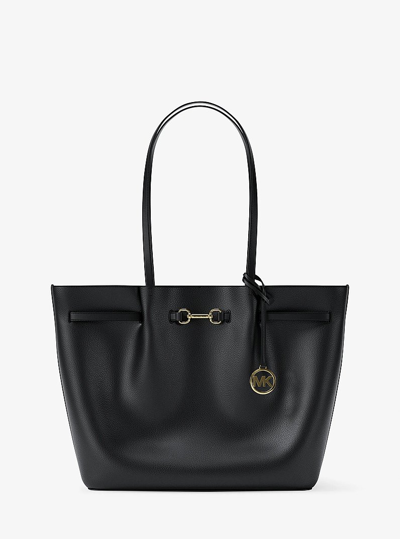 Carson Large Pebbled Leather Tote Bag in BLACK | Michael Kors