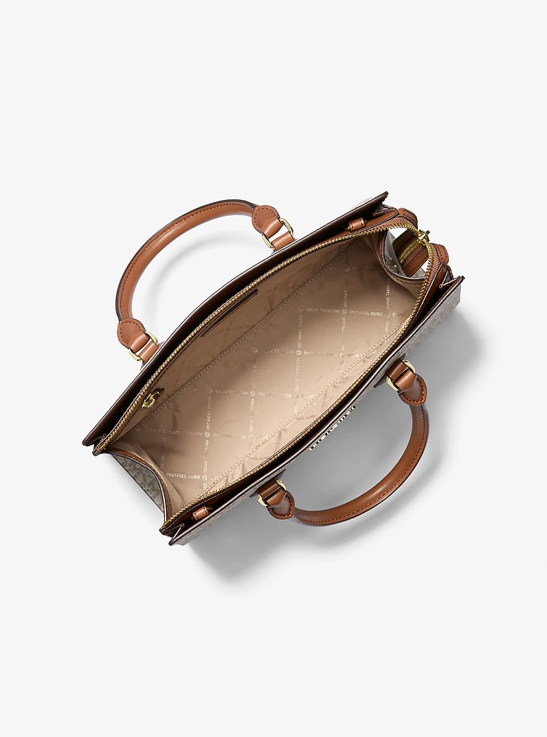 Sheila Medium Logo Satchel in VANILLA | Michael Kors