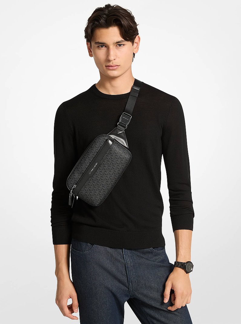 Monospalla Jet Set con stampa logo in NERO | Michael Kors