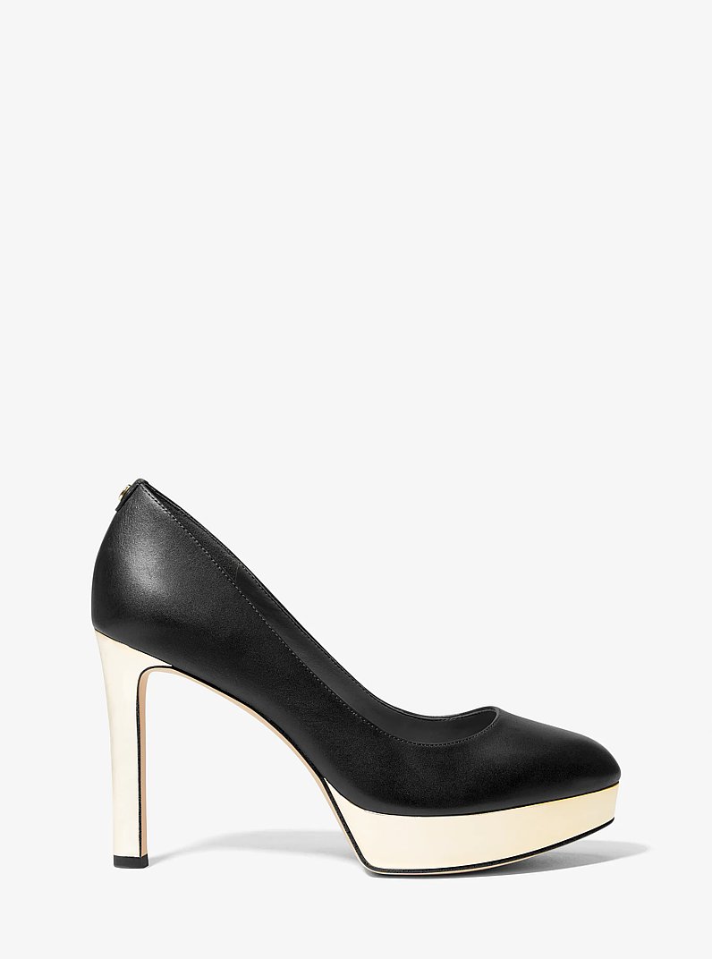 Chantal Leather Platform Pump in BLACK | Michael Kors