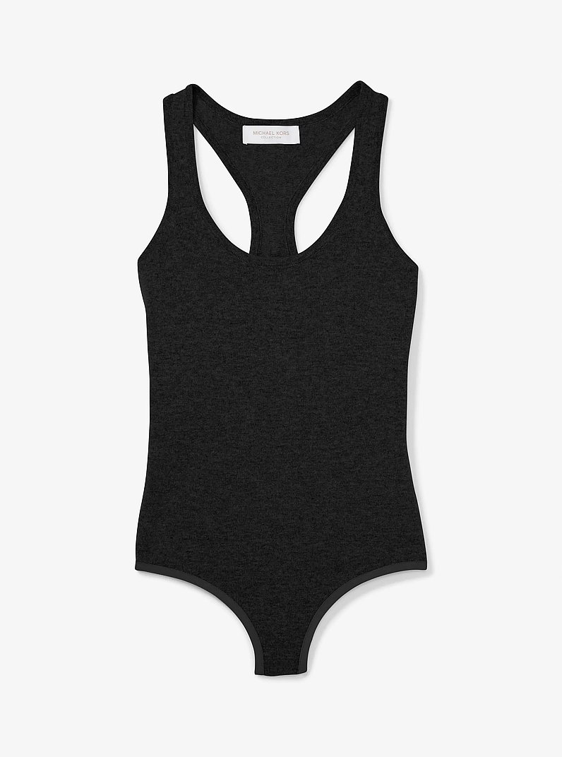 Stretch Cashmere Scoop-Neck Bodysuit in BLACK | Michael Kors