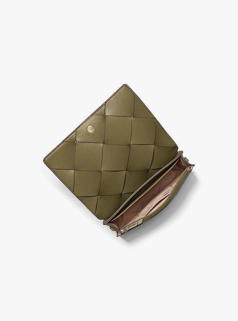 Jet Set Medium Woven Leather Crossbody Bag