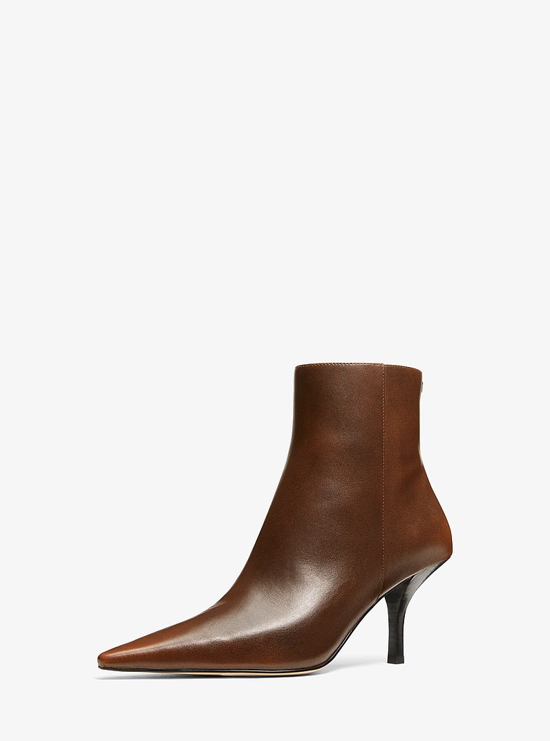 Selina Leather Ankle Boot in LUGGAGE | Michael Kors