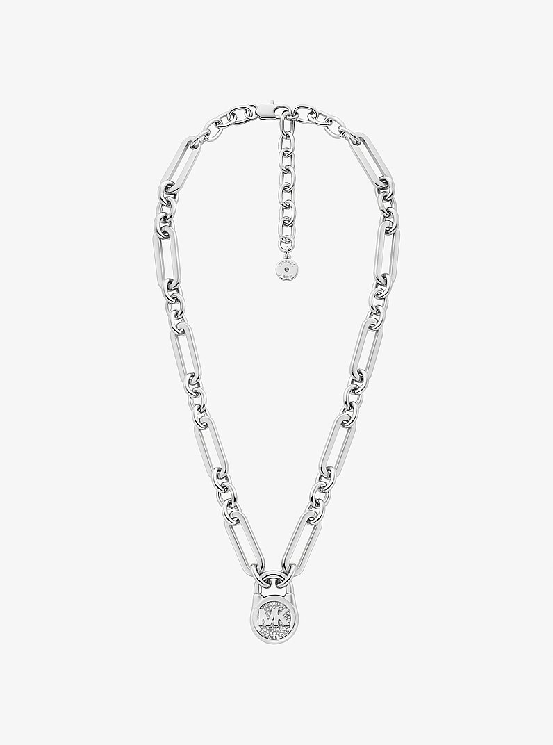 Pav&eacute; Lock Necklace in SILVER | Michael Kors