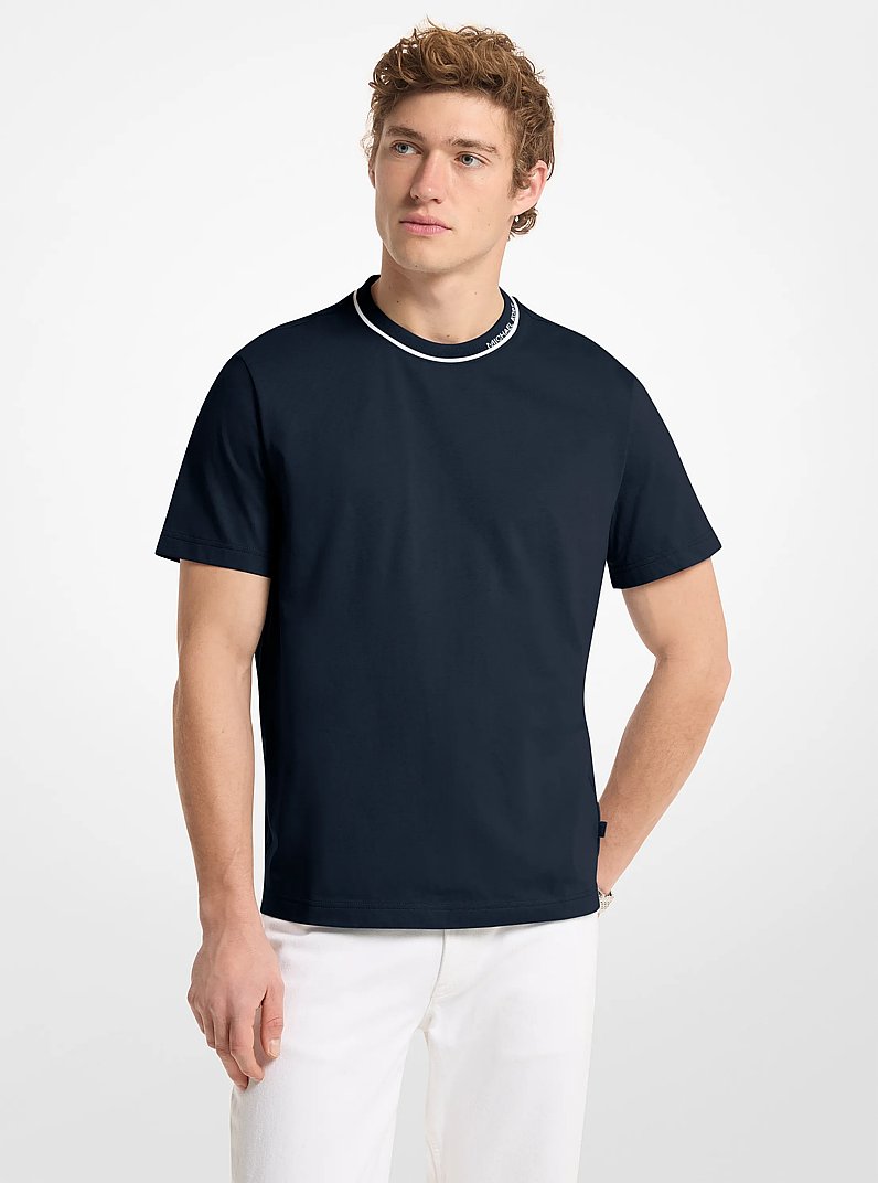 T-Shirt aus Baumwoll-Jersey mit Logodetail in MIDNIGHT | Michael Kors