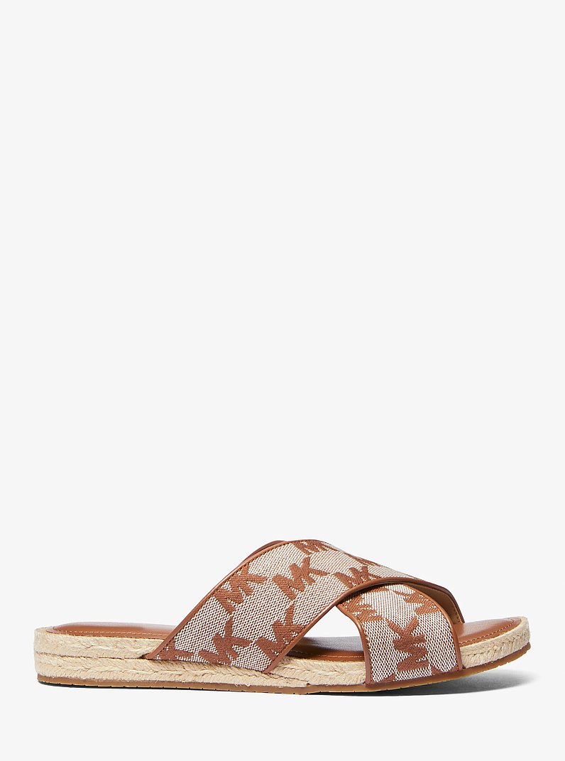 Jolie Logo Jacquard Espadrille Sandal in LUGGAGE | Michael Kors