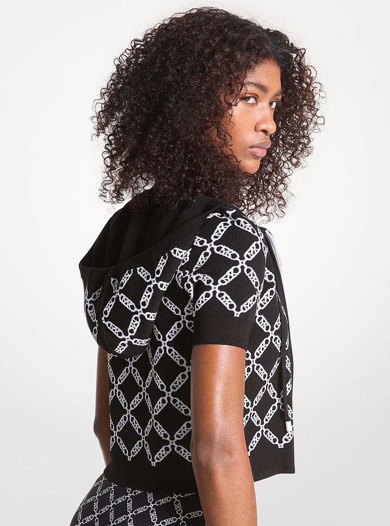 Sudadera de jacquard con logotipo imperio con capucha y manga corta in NEGRO | Michael Kors
