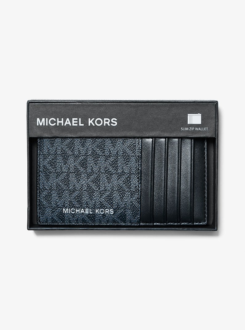 Cooper Slim Signature Logo Zip Wallet in ADMRL/PLBLUE | Michael Kors