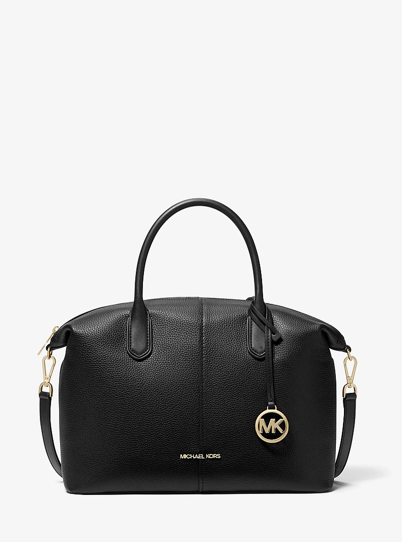 Hyde Large Pebbled Leather Satchel in BLACK | Michael Kors