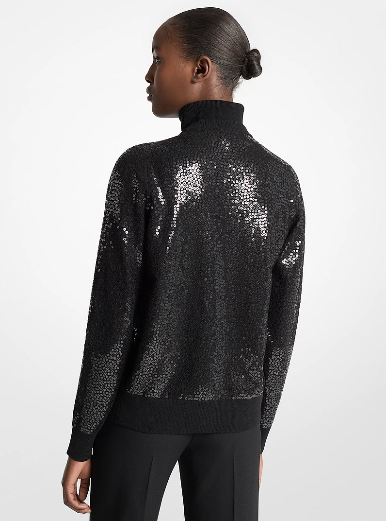 Embroidered Sequin Cashmere Cardigan in BLACK | Michael Kors