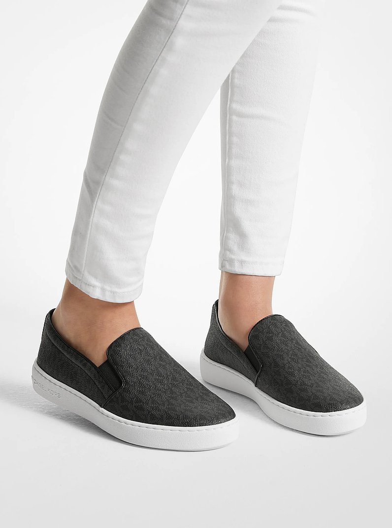 Keaton Logo Slip-On Sneaker in BLACK | Michael Kors