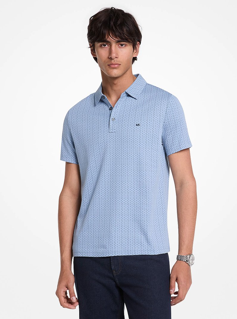 Geo Ditsy Cotton Polo Shirt in CHAMBRAY | Michael Kors