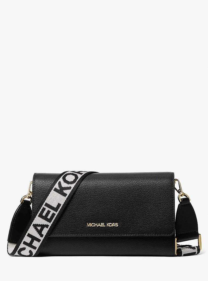 Jet Set Large Leather Crossbody Bag in BLACK | Michael Kors