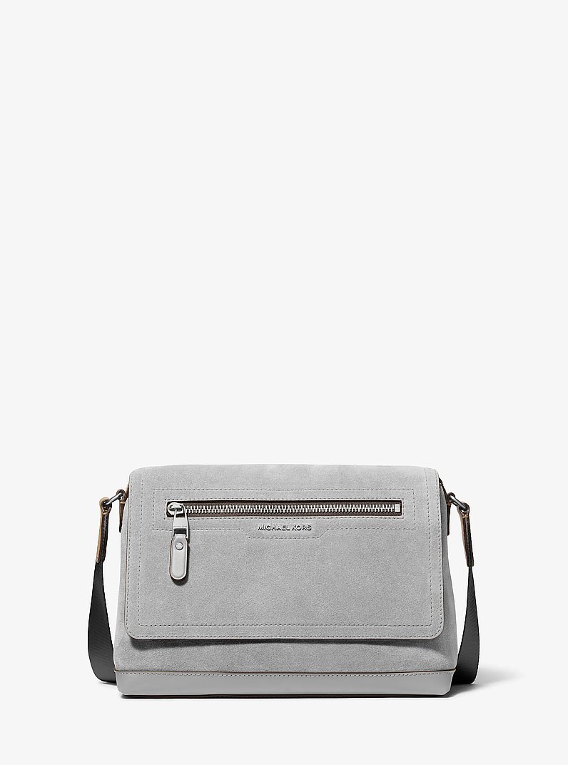 Borsa messenger Hudson piccola in pelle scamosciata in GRIGIO MINERALE | Michael Kors