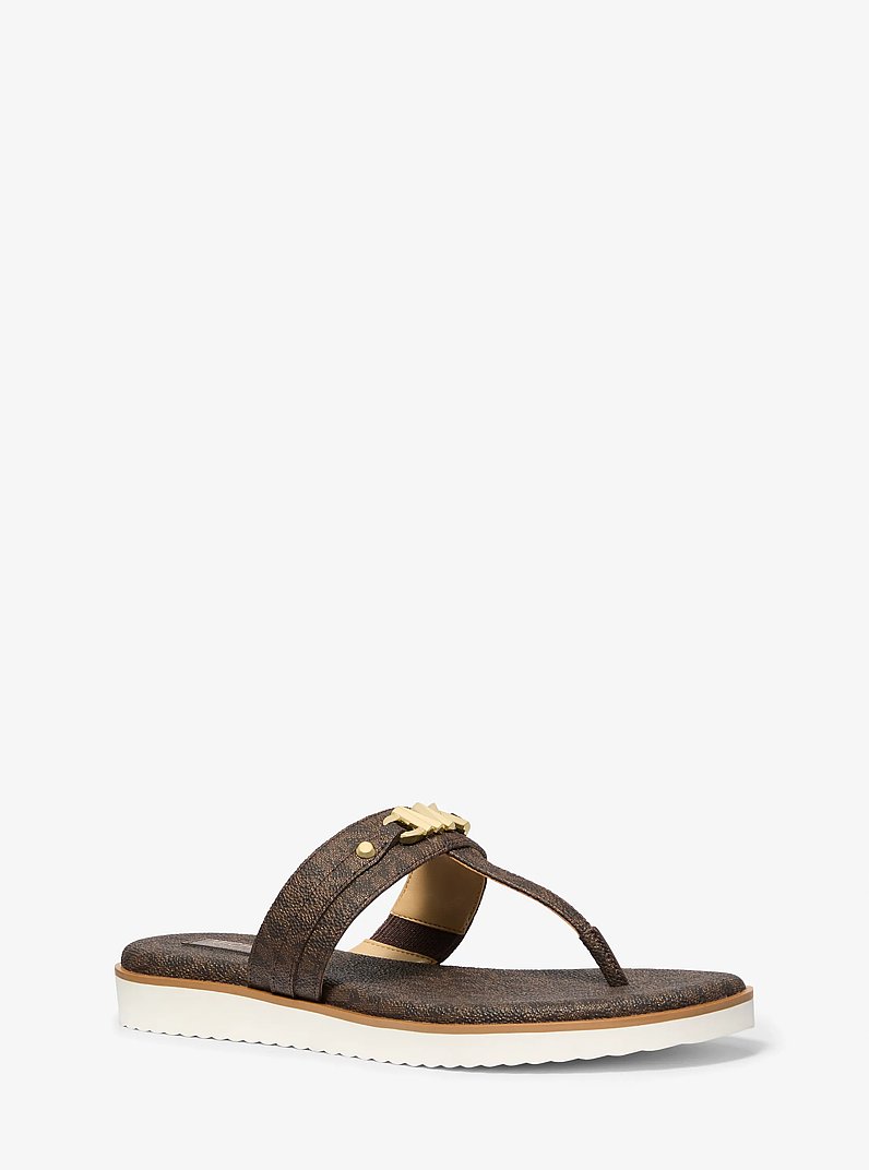 Farrah Signature Logo Sandal in BROWN | Michael Kors