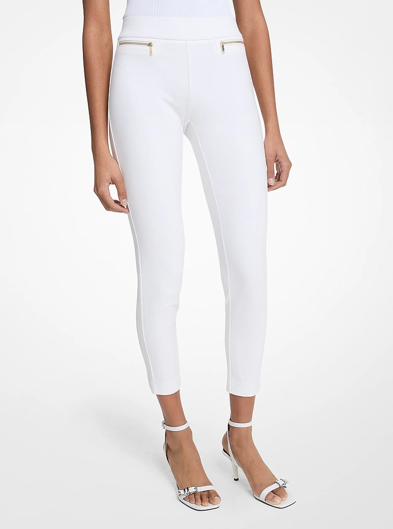Viscose Blend Zip Pants in WHITE | Michael Kors