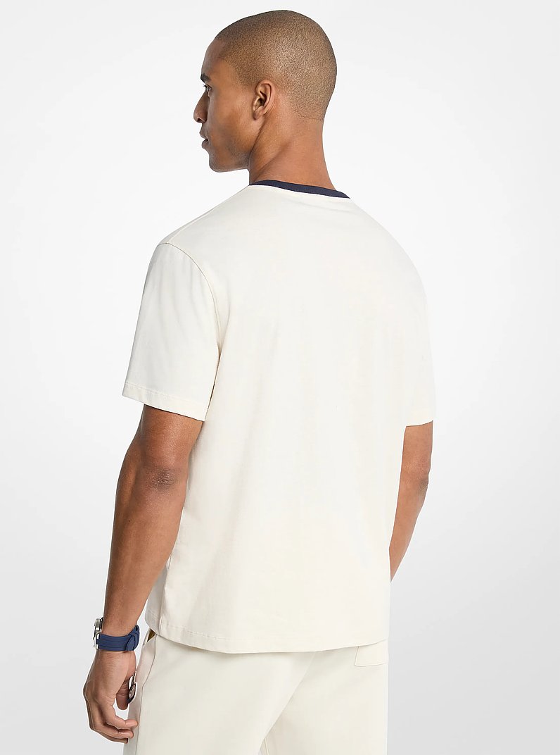 KORS Varsity Cotton Jersey T-Shirt in LT CREAM | Michael Kors