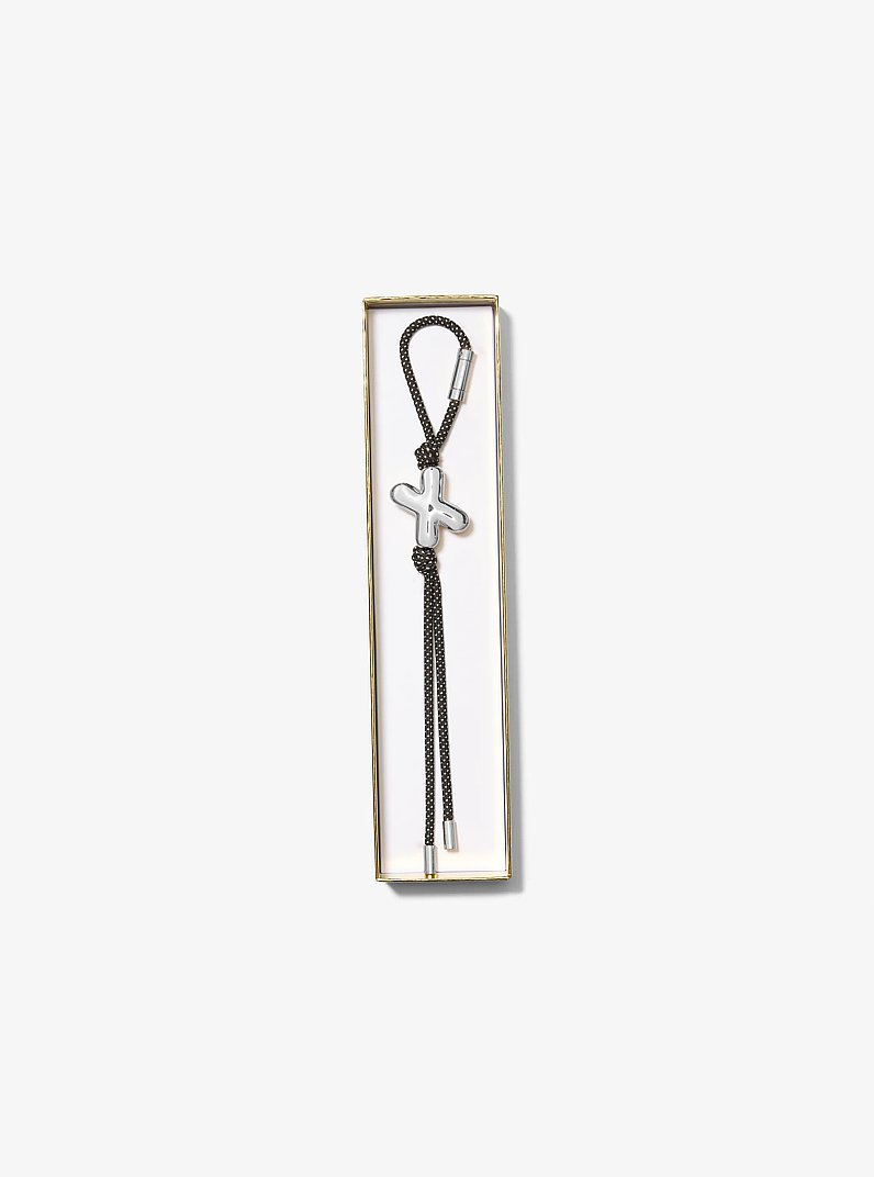 Initial Silver-Tone and Speckled Cord Bag Charm in SH RHODIUM | Michael Kors