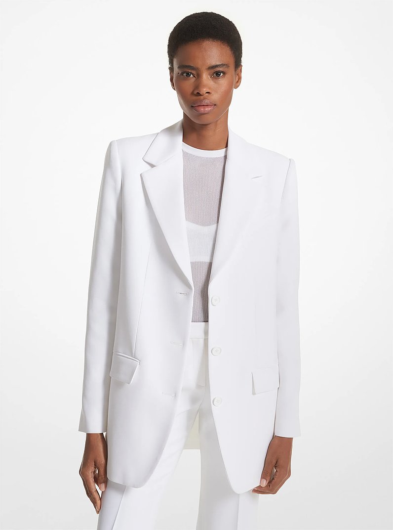 Double Crepe Sabl&eacute; Boyfriend Blazer in OPTIC WHITE | Michael Kors