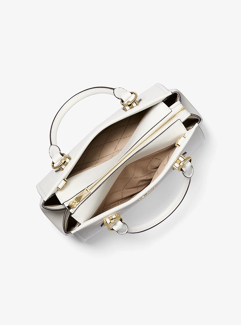 Marilyn Medium Saffiano Leather Satchel in OPTIC WHITE | Michael Kors