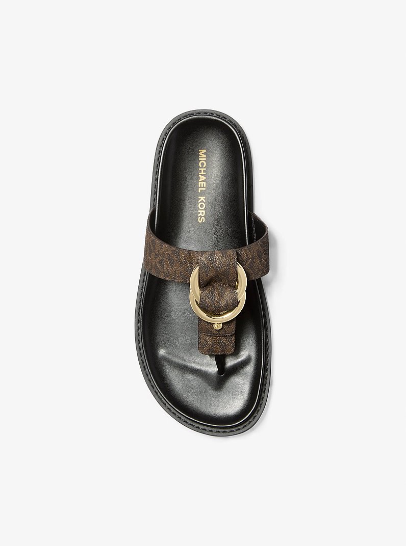 Sandale de plage Jaden &agrave; logo Signature in NOIR/BRUN | Michael Kors