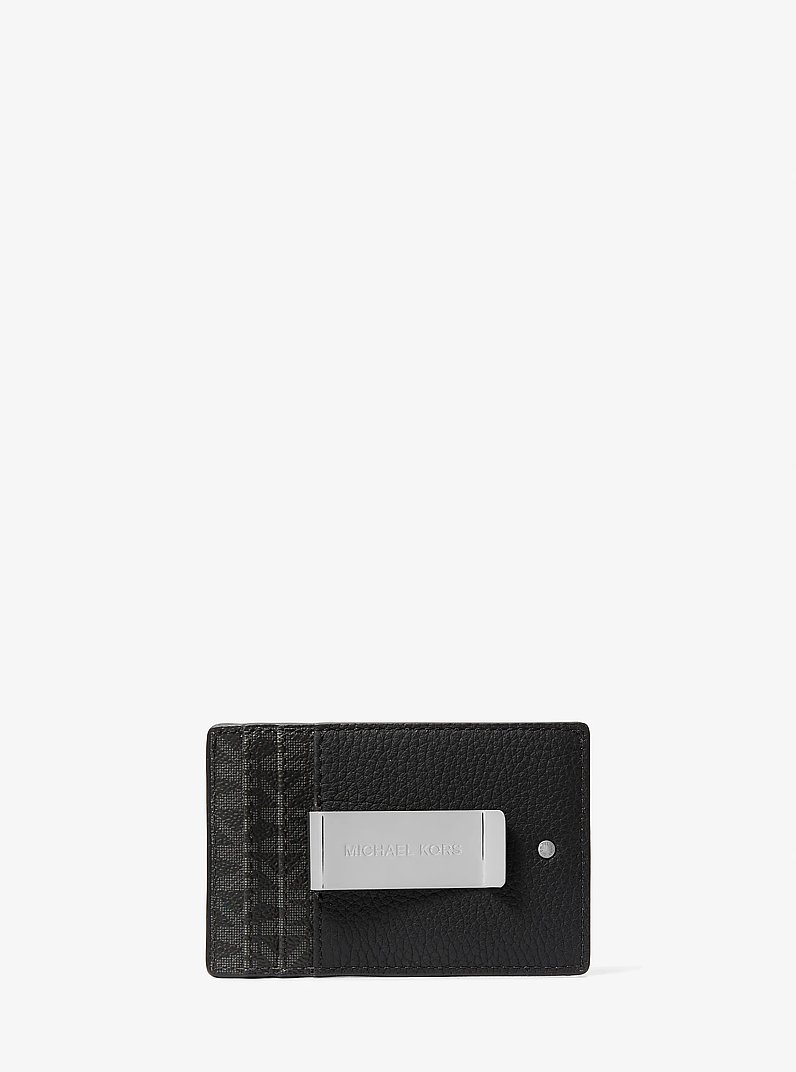 Set regalo con porta carte di credito e cintura in pelle con stampa logo in NERO | Michael Kors