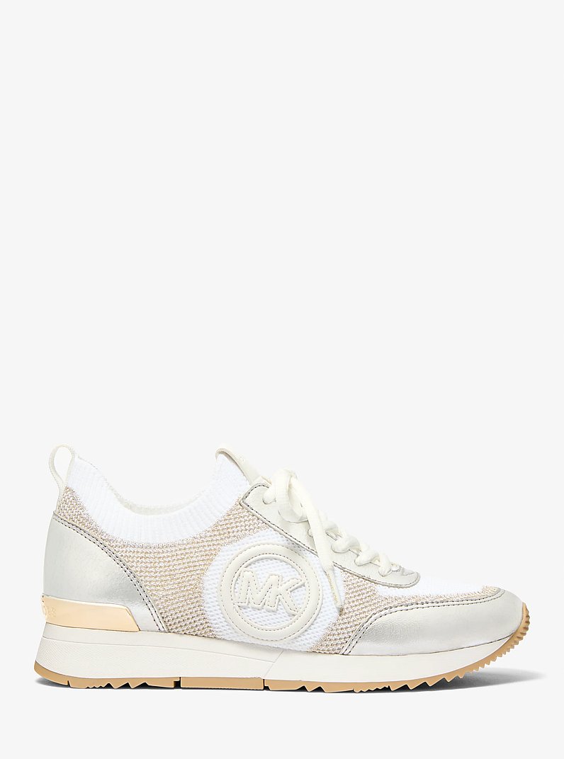 Jenkins Two-Tone Metallic Stretch Knit Trainer in PL GLD MULTI | Michael Kors