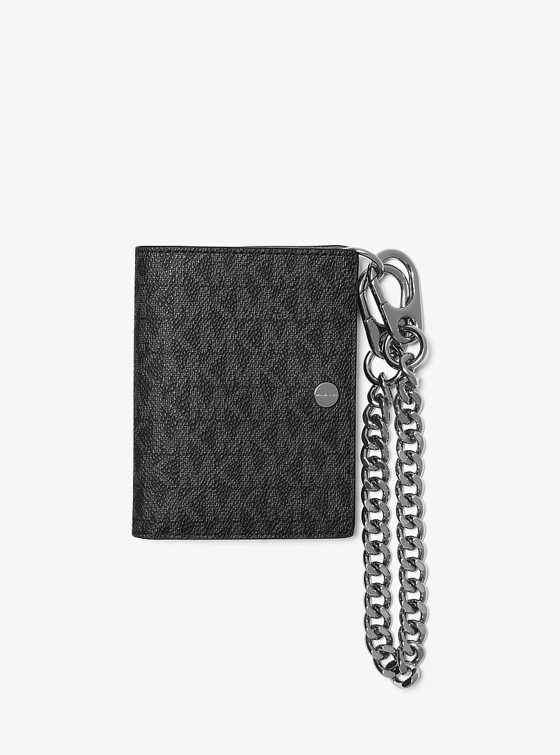 Hudson Logo Chain-Link Wallet in BLACK | Michael Kors