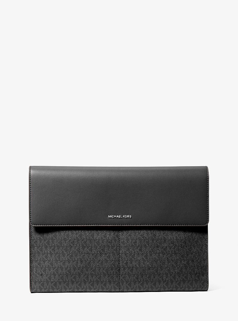 Jet Set Signature Logo Laptop Case in BLACK | Michael Kors