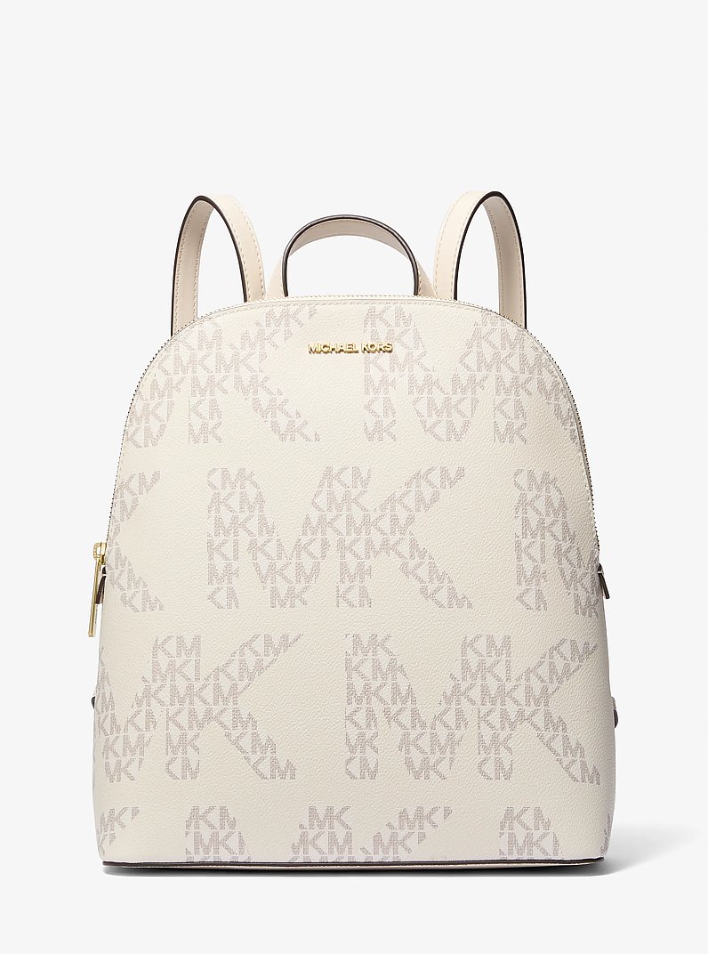 Cindy Large Graphic Logo Backpack in VAN/CREAM | Michael Kors