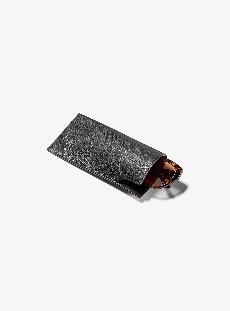 Jet Set Pebbled Leather Sunglass Case in BLACK | Michael Kors