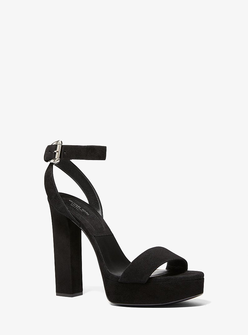 Anabelle Suede Platform Sandal in BLACK | Michael Kors