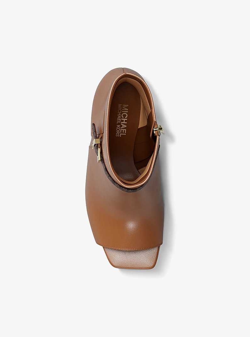 Yvette Signature Logo Trim Open-Toe Sandal in LUGGAGE | Michael Kors